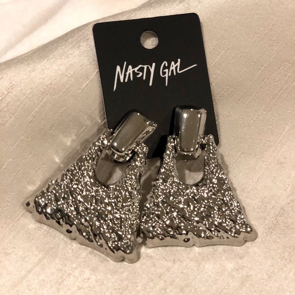 Silver door knocker earrings